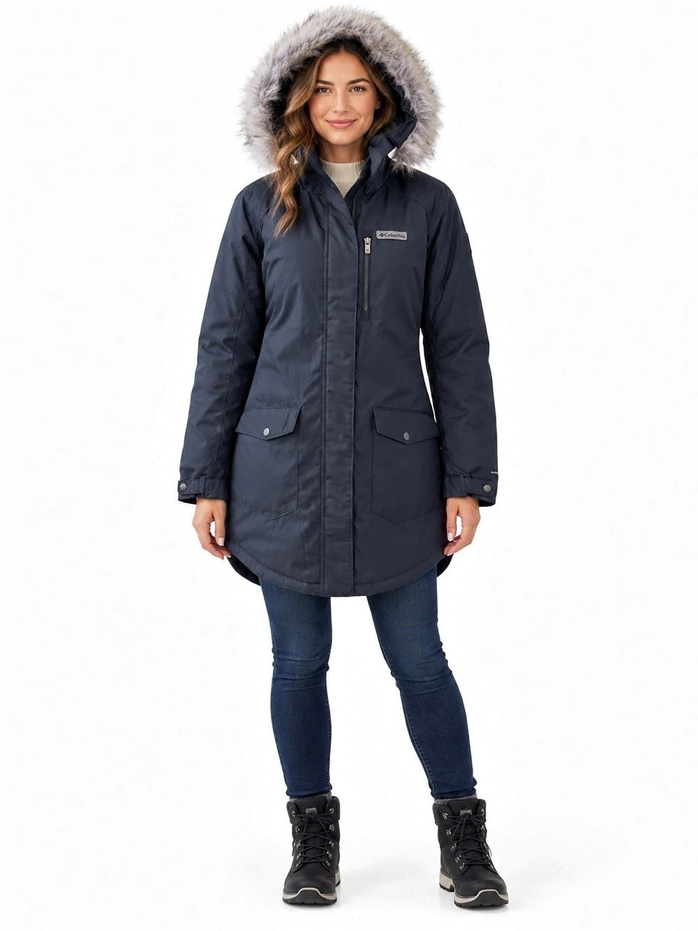 Columbia Suttle Mountain Black Long Insulated Jacket Women Size M